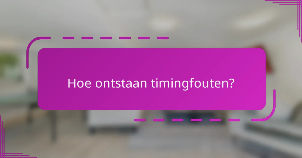 Hoe ontstaan timingfouten?